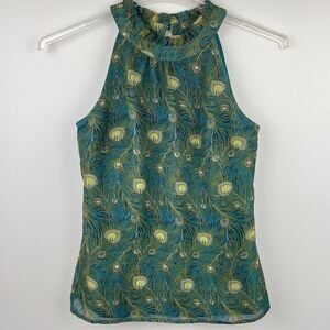 Liberty Of London For Target Halter Top Women XS Peacock Victorian High Neck
